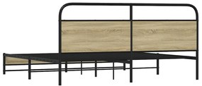 Estrutura de cama sem colchão 193x203cm metal carvalho sonoma