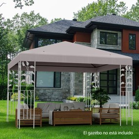 Toldo de Reposição para Tenda (NÃO INCLUIDA) de 300 x 300 cm com Fecho de Gancho e Velcro Orifícios de Drenagem Cinza
