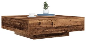 Mesa de Centro vidaXL com Luzes LED Madeira Antiga 100x100x31 cm