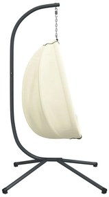 Cadeira em forma de ovo suspensa com suporte tecido/aço bege