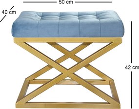 Pouffe Capraz – Dourado e Turquesa – 50x42x40 cm