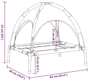 Cama para cães com toldo tecido oxford e aço antracite