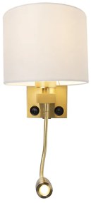 LED Candeeiro de parede USB dourado com máscara branca - Brescia Combi Moderno