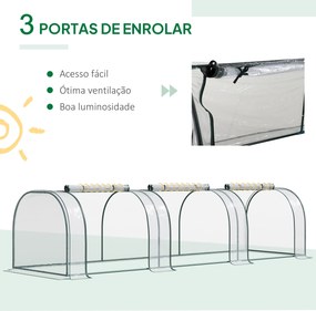 Estufa para Jardim Estufa Pequena para Cultivo de Plantas com 3 Janelas 350x100x80 cm Transparente e Verde