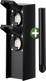 Tomada de jardim com 2 pinos 23x7x7cm preta