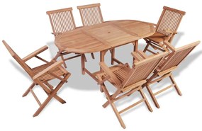 vidaXL Conjunto jantar p/ jardim com imperfeições 7 pcs teca maciça