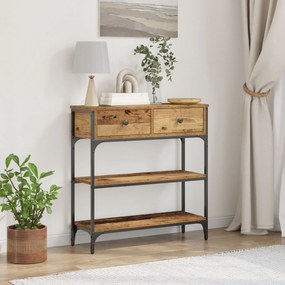 Mesa de Console vidaXL Madeira Velha 72,5x25x75 cm Madeira e Aço