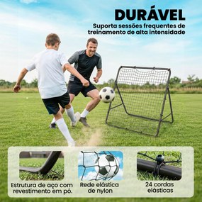 Baliza Dobrável Rede de Treino de Futebol com Ângulo Ajustável em 5 Níveis com Estrutura de Aço 120x73x112 cm Preto