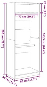 Roupeiro 80x50x200 cm derivados de madeira branco