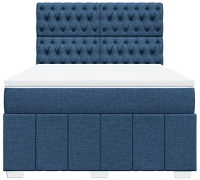 Cama com molas/colchão 160x200 cm tecido azul