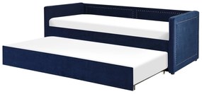 Cama dupla em bombazine azul marinho 90 x 200 cm MIMIZAN Beliani