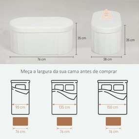 Puff de Arrumação 72 L 76x38x35 cm Estofado em Veludo Baú de Arrumação Suporta 120 kg Creme