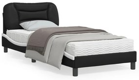 vidaXL Estrutura cama c/ luzes LED 80x200cm couro artif. preto/branco