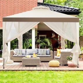 Gazebo de jardim, tenda de acampamento para festas com 4 paredes laterais 300 x 300 x 265 cm marrom