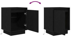Mesas cabeceira c/ luzes LED 2 pcs 38x34x50 cm preto