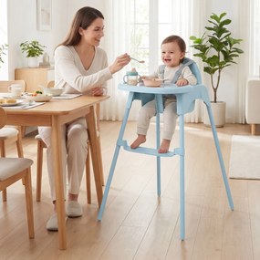 Cadeira refeição alta conversível 4 em 1 para bebés 2 alturas comTabuleiro duplo removível Arnês de 5 pontos Apoio para os pés Fácil de limpar 6-36 me