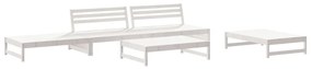 5pcs conjunto lounge jardim c/ almofadões madeira maciça branco