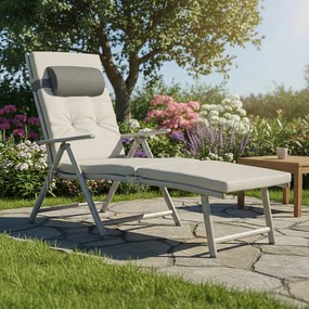 Espreguiçadeira jardim dobrável, almofada removível 58 x 183 x 97 cm bege