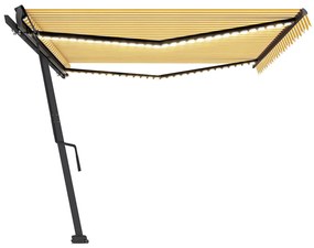 Toldo retrátil manual com LED 500x350 cm amarelo e branco