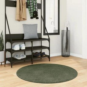 vidaXL Tapete pelo curto macio e lavável HUARTE Ø 100cm verde-floresta