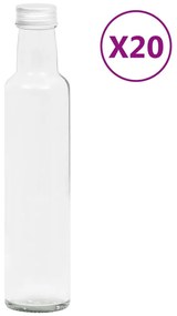 vidaXL Garrafas de vidro pequenas com tampa de rosca 20 pcs 260 ml