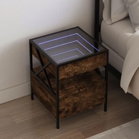 Mesa de cabeceira c/ LED Infinity 40x40x51 cm carvalho fumado