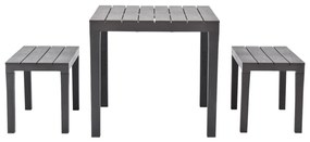 Mesa de jardim com 2 bancos plástico castanho