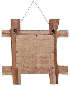 Espelho de troncos 50x50 cm madeira de teca reciclada natural