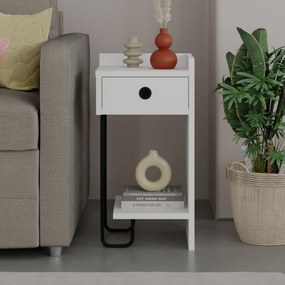 Mesinha de Cabeceira Sirius Right – Branco – 32x61x30 cm