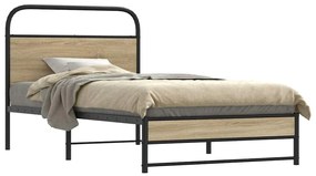 vidaXL Estrutura cama s/ colchão derivados de madeira carvalho fumado