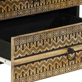 Mesa cabeceira 50x33x62cm madeira mangueira áspera maciça preto