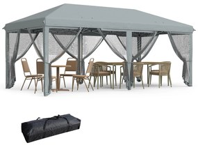 Tenda Dobrável 585x295x270 cm Tenda de Jardim com 6 Mosquiteiros Bolsa