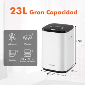 Aquecedor de toalhas 23 L com luz temporizador 24H desligamento automático bloqueio infantil capacidade 3 toalhas branco