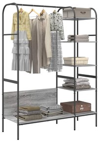 Cabideiro com Prateleiras Cinzento Sonoma 120x44x160 cm Madeira de Eng