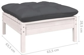 10 pcs conjunto lounge de jardim c/ almofadões pinho branco