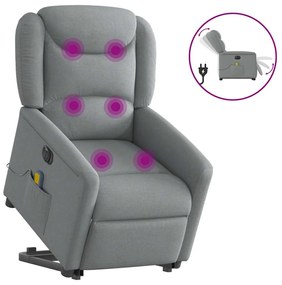 Poltrona elétrica reclinável massagens tecido cinzento-claro