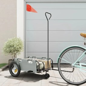 vidaXL Reboque de bicicleta tecido oxford/ferro cinzento