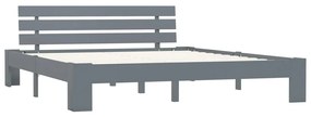 Estrutura de cama com cabeceira 160x200cm pinho maciço cinzento