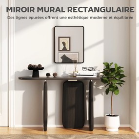 Espelho de parede retangular 50 x 40 cm, espelho decorativo moderno com moldura de metal para sala de estar, entrada, corredor, preto