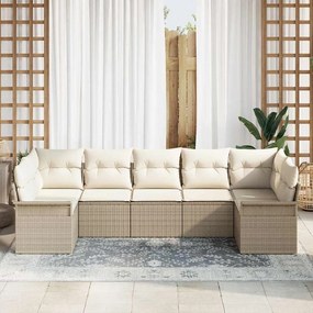 Conjunto de Sofá de Jardim de 7 Peças da com Almofadas em Rattan Sinté