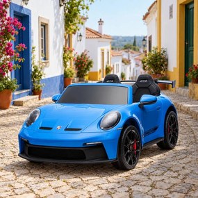 Carro elétrico para crianças Porsche 911 24V 4x4, 2 lugares, controlo remoto, entrada USB/AUX, motores de 200W, bateria de lítio, luzes LED licença OR