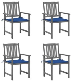 Cadeiras de jardim com almofadões 4 pcs acácia maciça cinza
