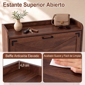 Sapateira Estreita, 80 x 24 x 103 cm, 2 Portas Basculantes, Castanho