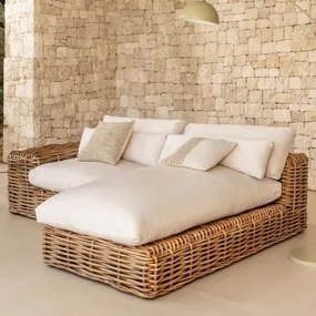 Sofá Modular Chaise Longue Direito De Jardim De 2 Peças Em Rattan Milu Style Natural - Sklum
