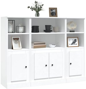 Aparadores altos 3 pcs derivados de madeira branco