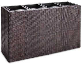 Vaso jardim de flores Polyrattan 95x27x60cm Castanho