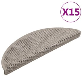 Tapetes escada adesivos aspeto sisal 15 pcs 56x17x3 cm prateado