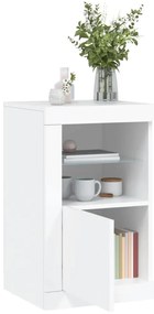 Armário de apoio com luzes LED derivados de madeira branco