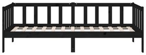 Sofá-cama 90x190 cm madeira de pinho maciça preto