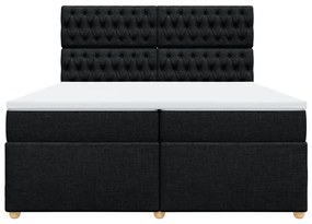 Cama com molas/colchão 200x200 cm tecido preto